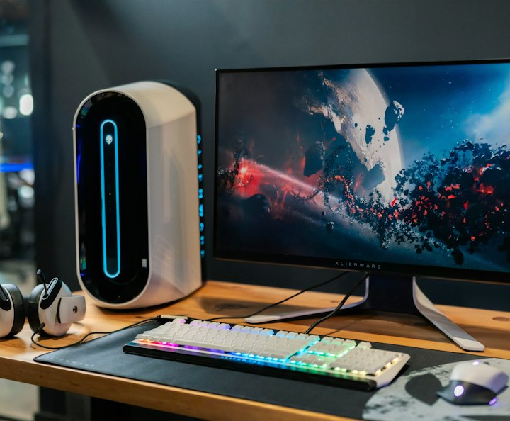 Desktop computer with monitor